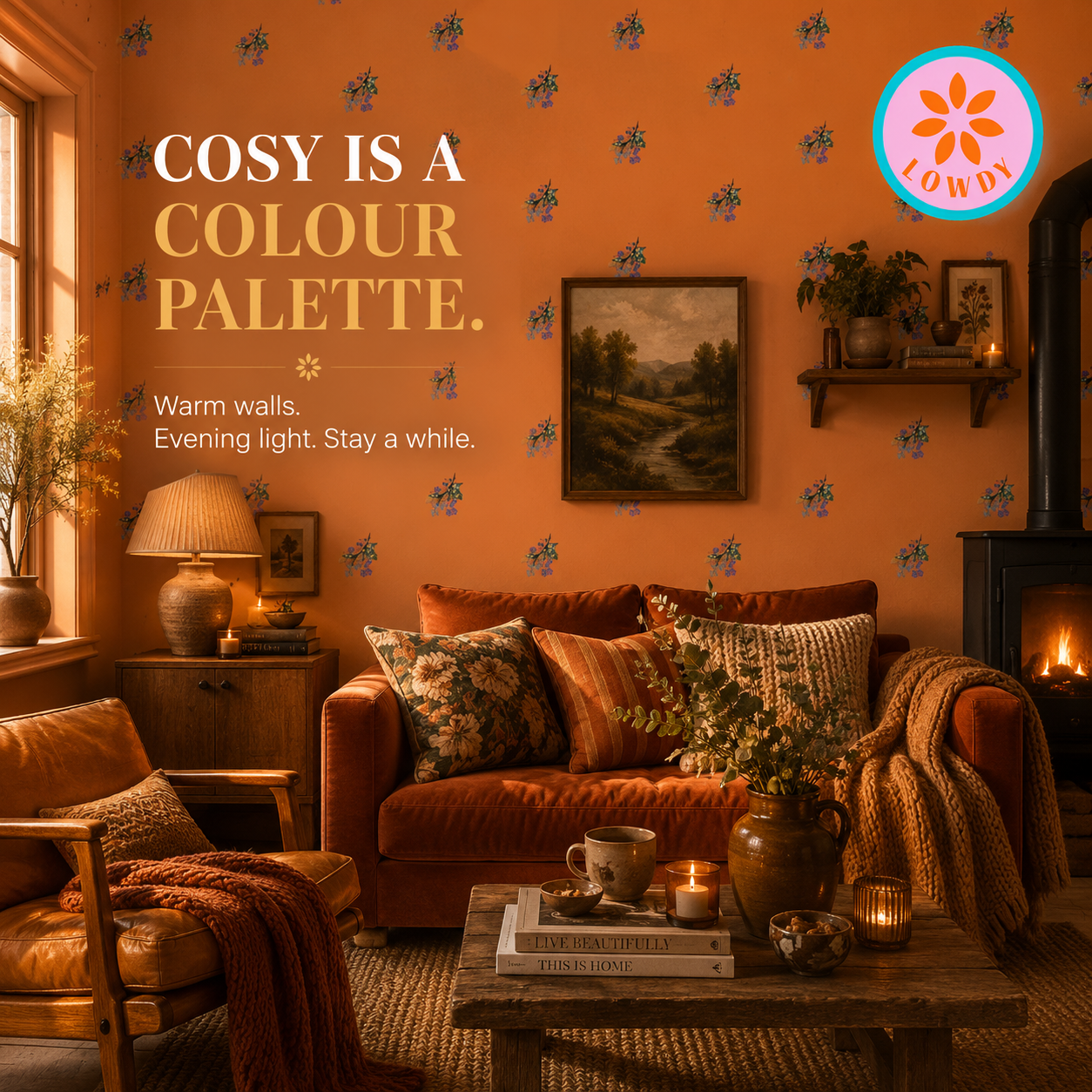 Posy Riot - Eva May - Signature Wallpaper - Ember