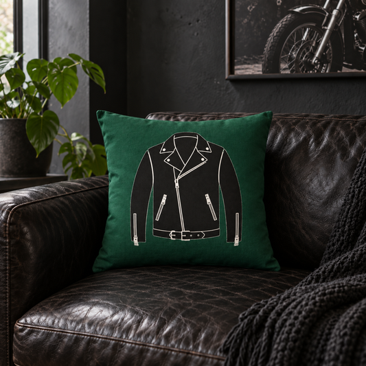 Rebel Riot - Leather Jacket Cushion - Ivy