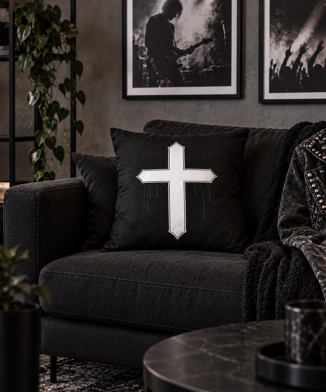 Rebel Riot - Gothica Cross Cushion - Matrix