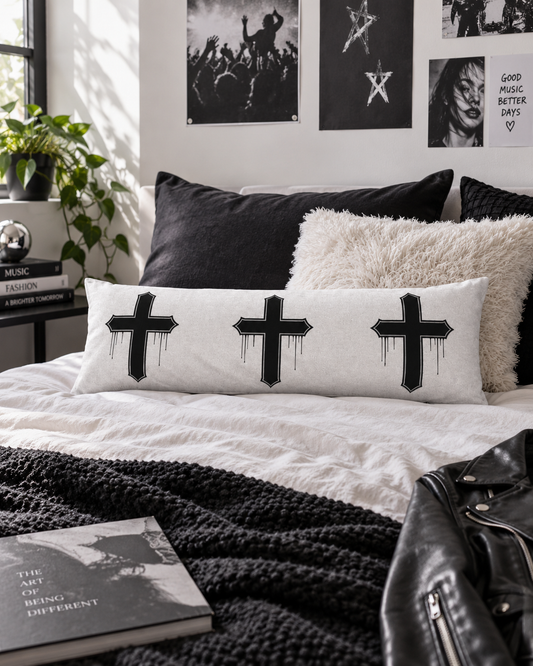 Rebel Riot - Gothica Cross - Bolster Cushion - Ghost
