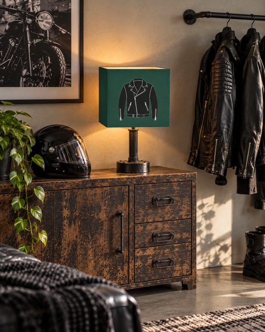 Rebel Riot - Leather Jacket Square Lampshade - Ivy