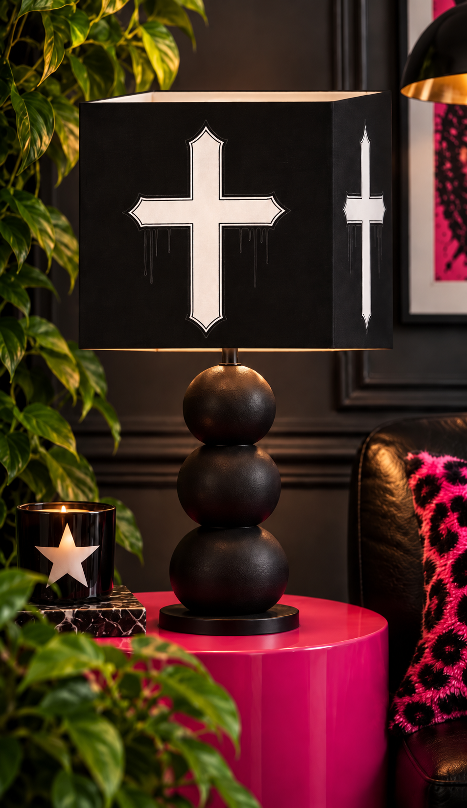 Rebel Riot - Gothica Cross Square Lampshade - Matrix