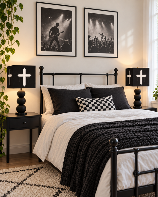 Rebel Riot - Gothica Cross Square Lampshade - Matrix