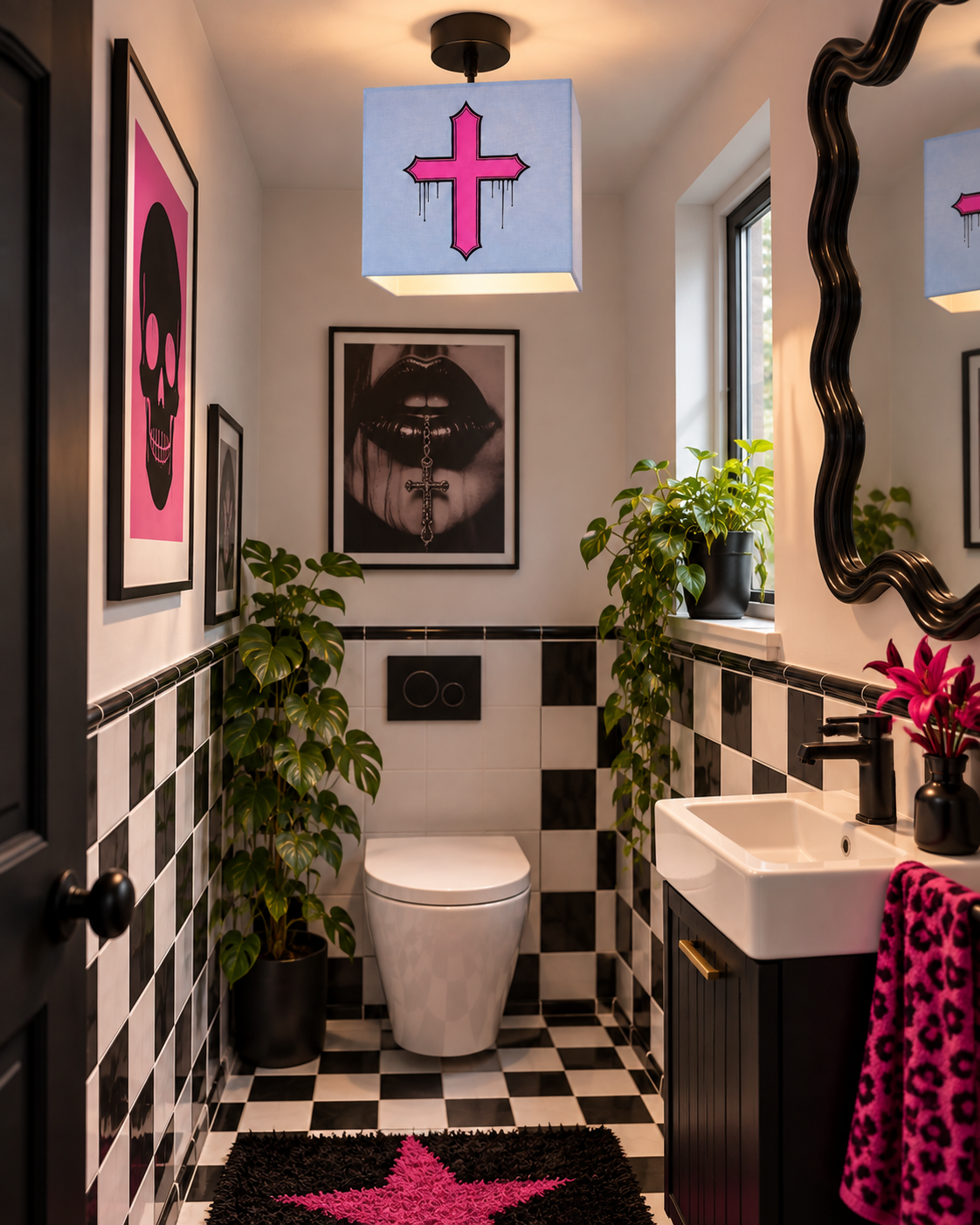 Rebel Riot - Gothica Cross Square Lampshade - Frostbite