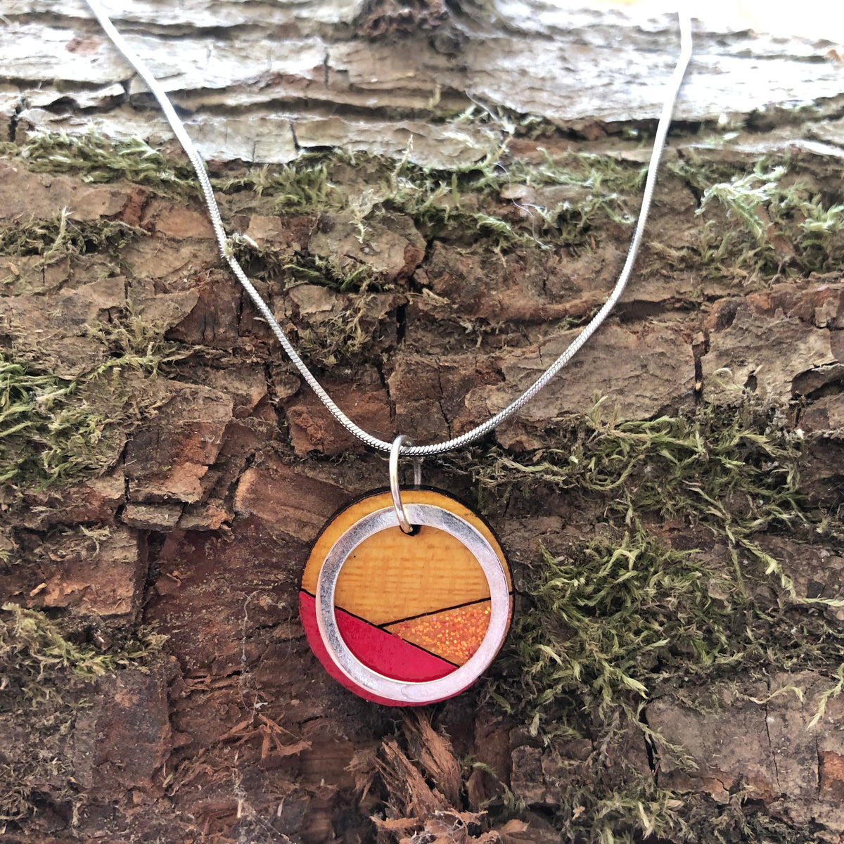 Contour Recycled Wood Silver Tone Necklace product view