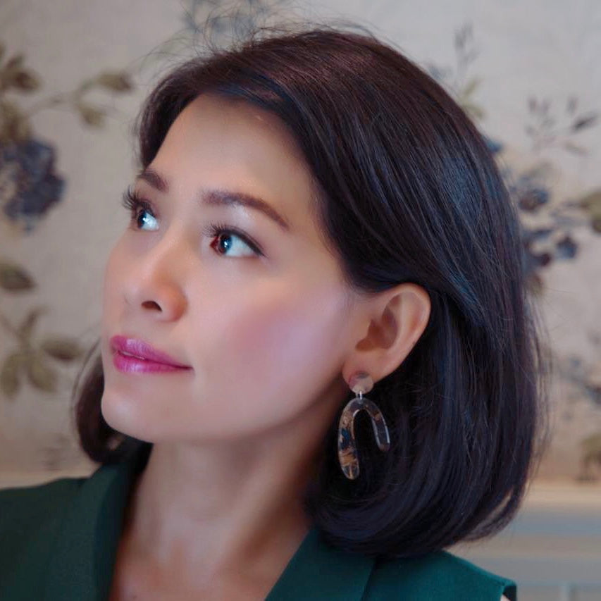 Aspen lightweight resin statement earrings worn