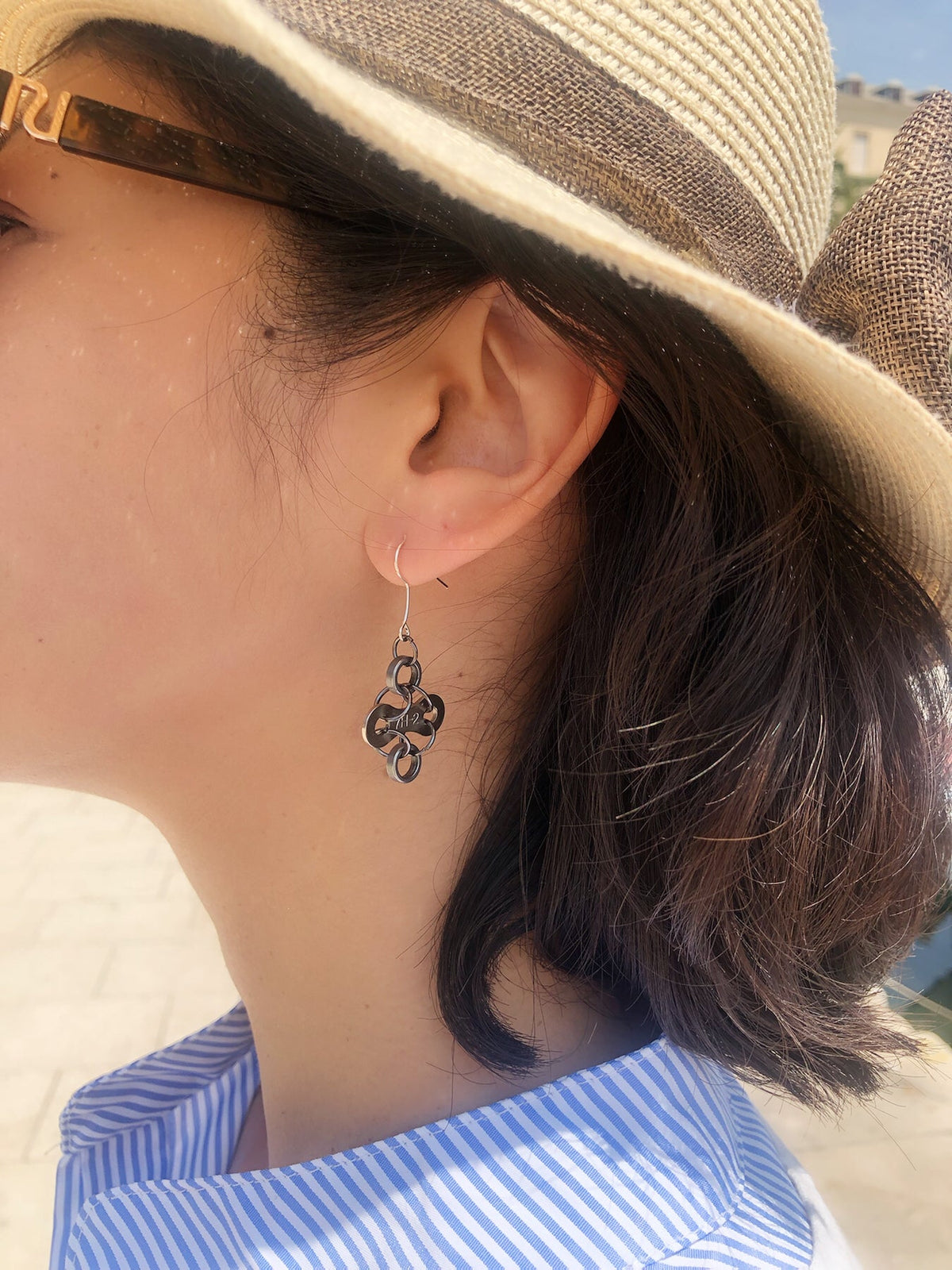 Diamond Recycled Bike Chain Earrings product view