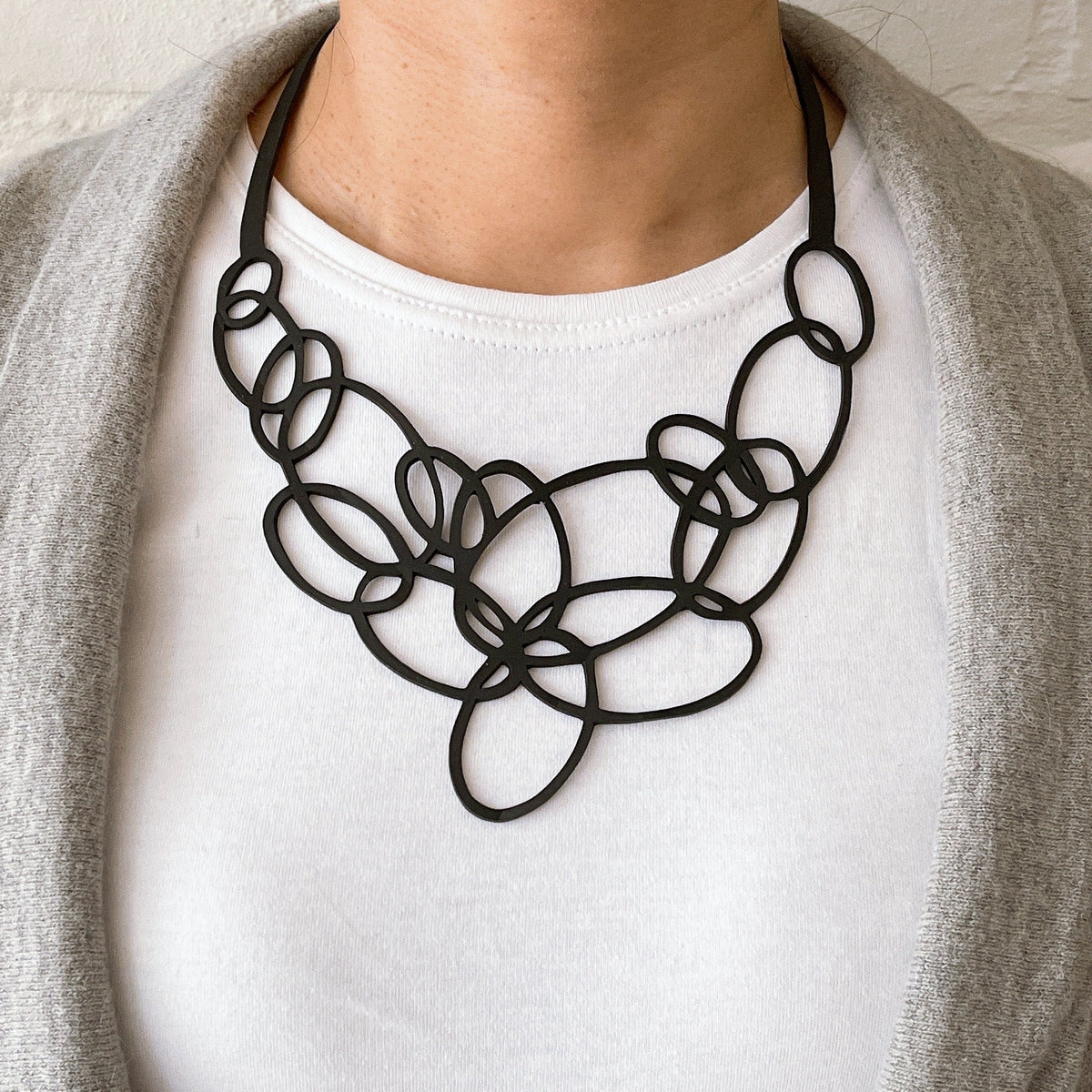 Infinity Recycled Rubber Statement Necklace product view