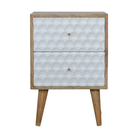 Honeycomb Carved Bedside with 2 Drawers