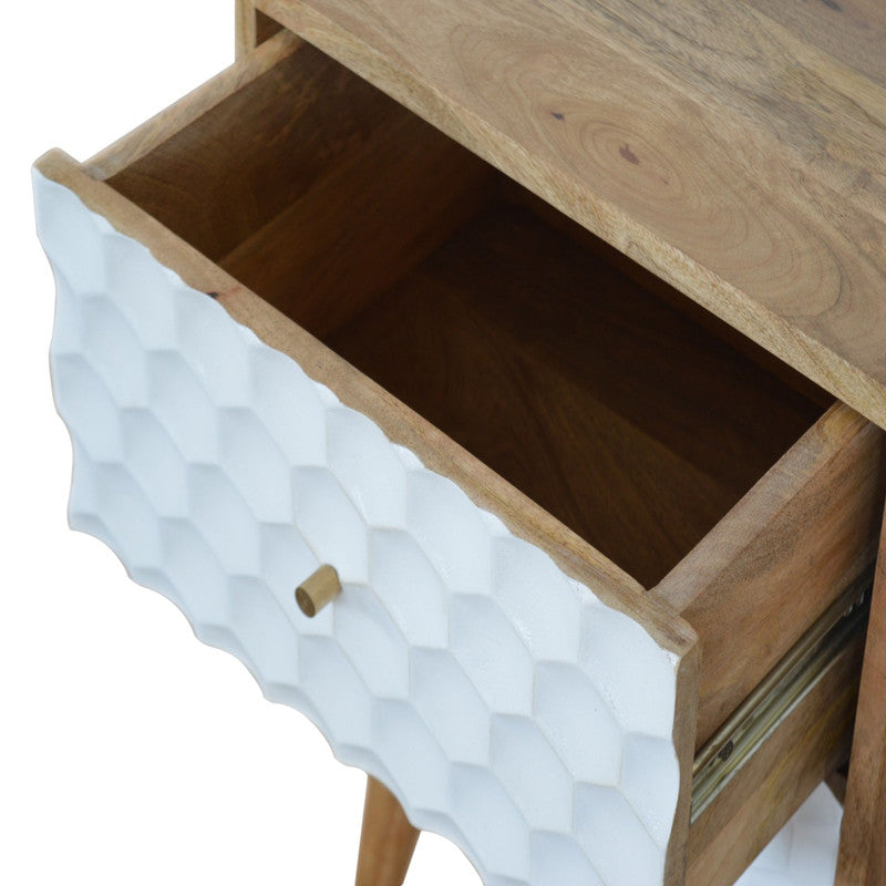 Honeycomb Carved Bedside with 2 Drawers