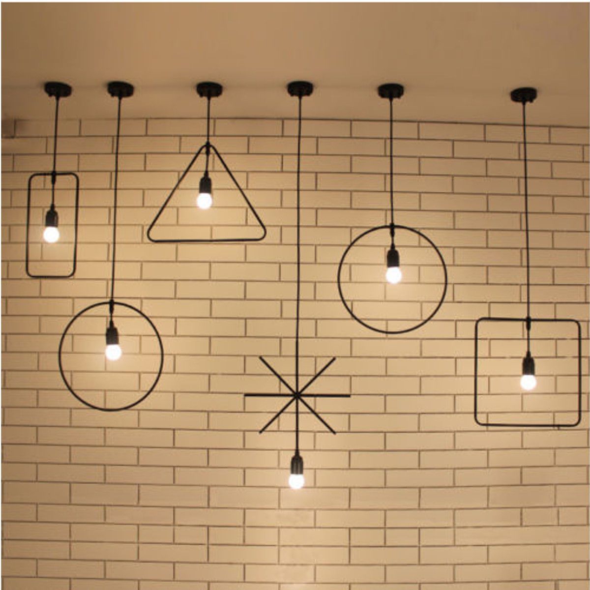 Ceiling Light Wire Lampshade Triangle Holder Pendant Light