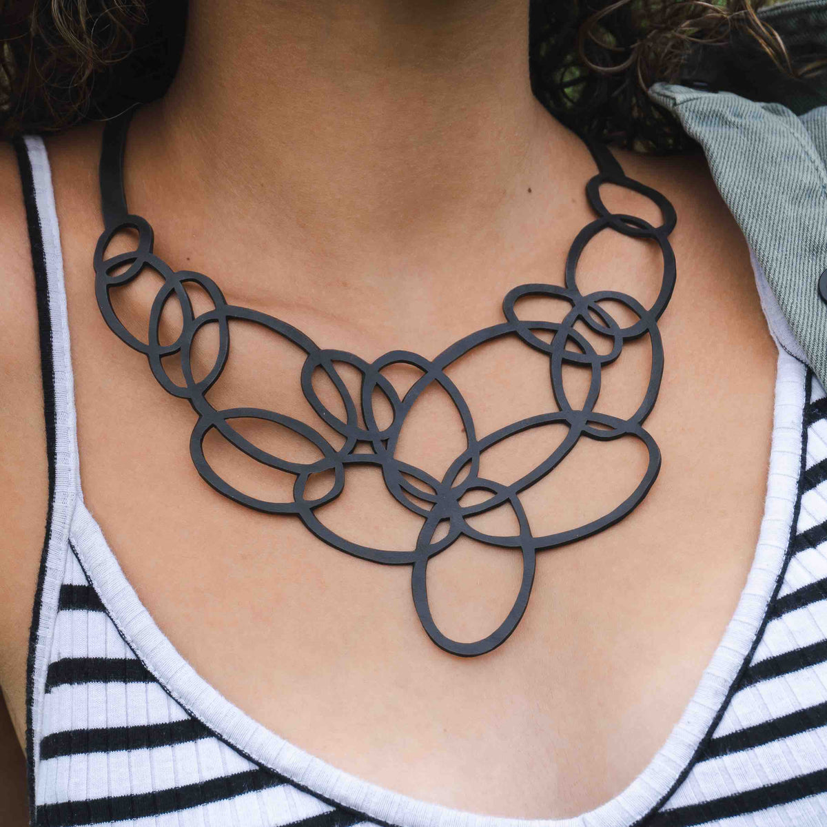 Infinity Recycled Rubber Statement Necklace product view