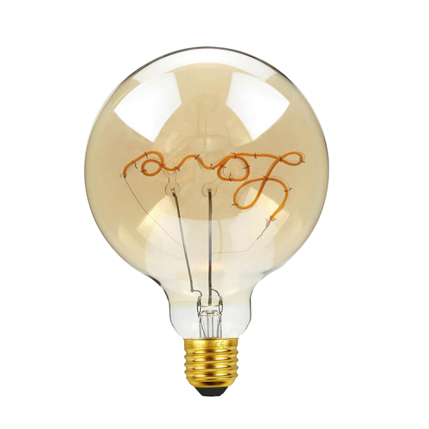 E27 LED Light Bulb with Love Filament Glass Globe Warm White