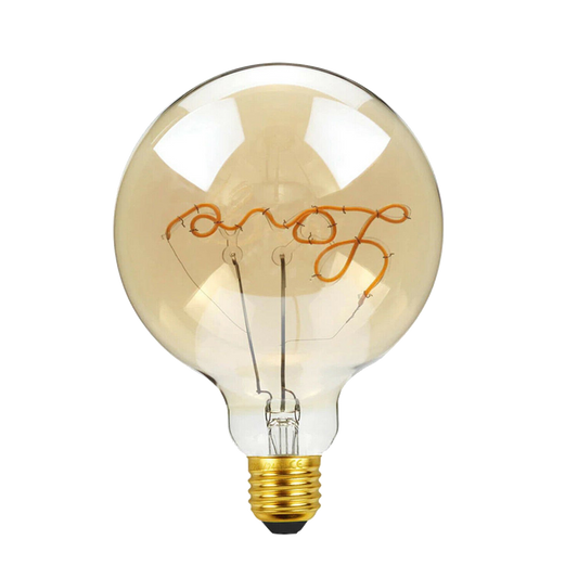 E27 LED Light Bulb with Love Filament Glass Globe Warm White