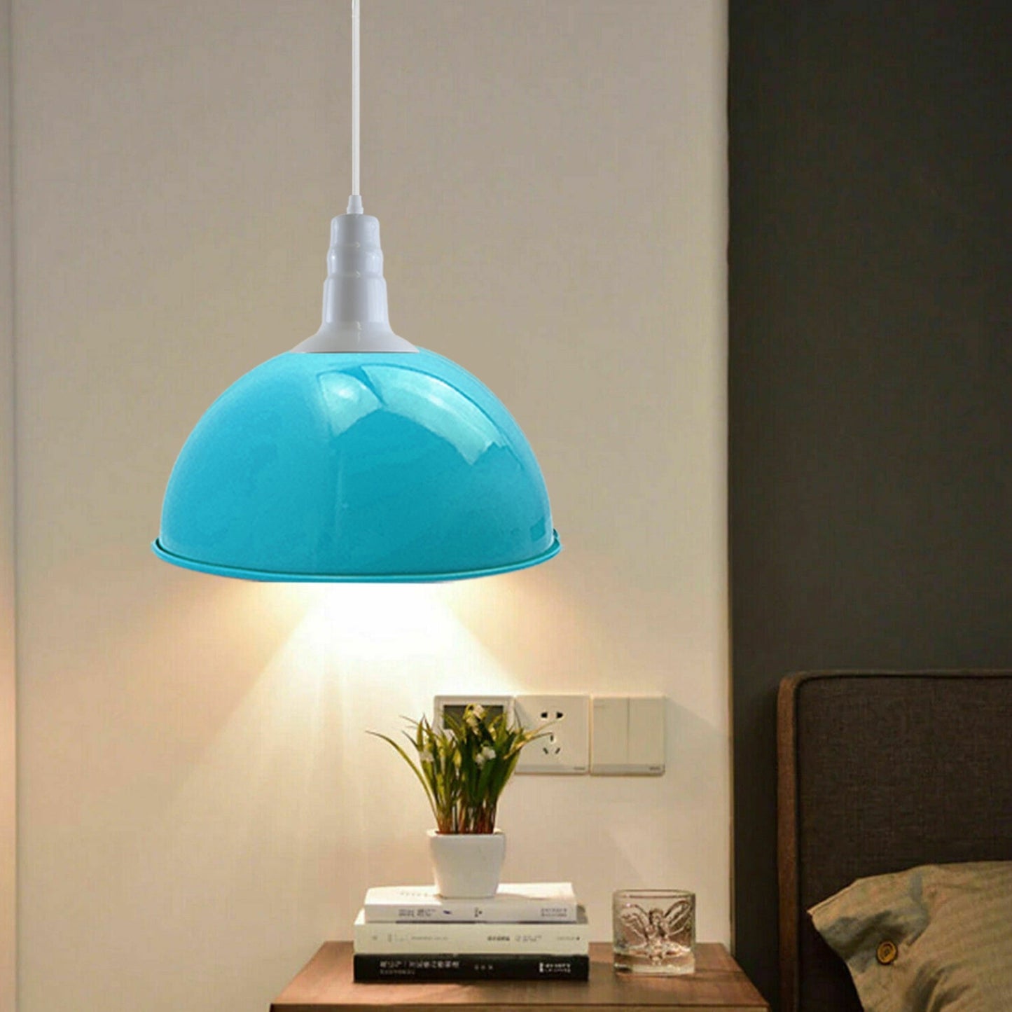 2 Pack Vintage Industrial Blue Ceiling Pendant Lights