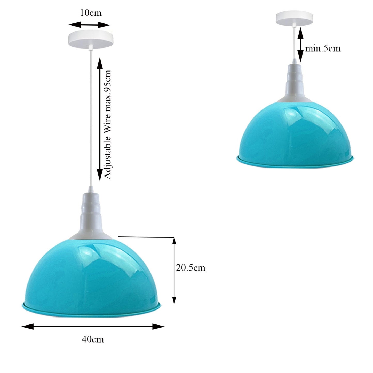 2 Pack Vintage Industrial Blue Ceiling Pendant Lights