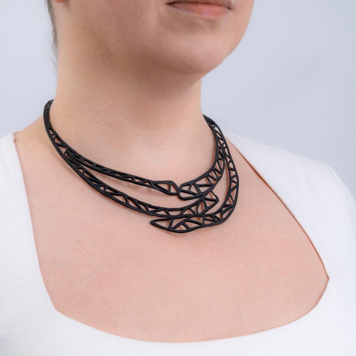 Lea recycled rubber statement necklace alternative view