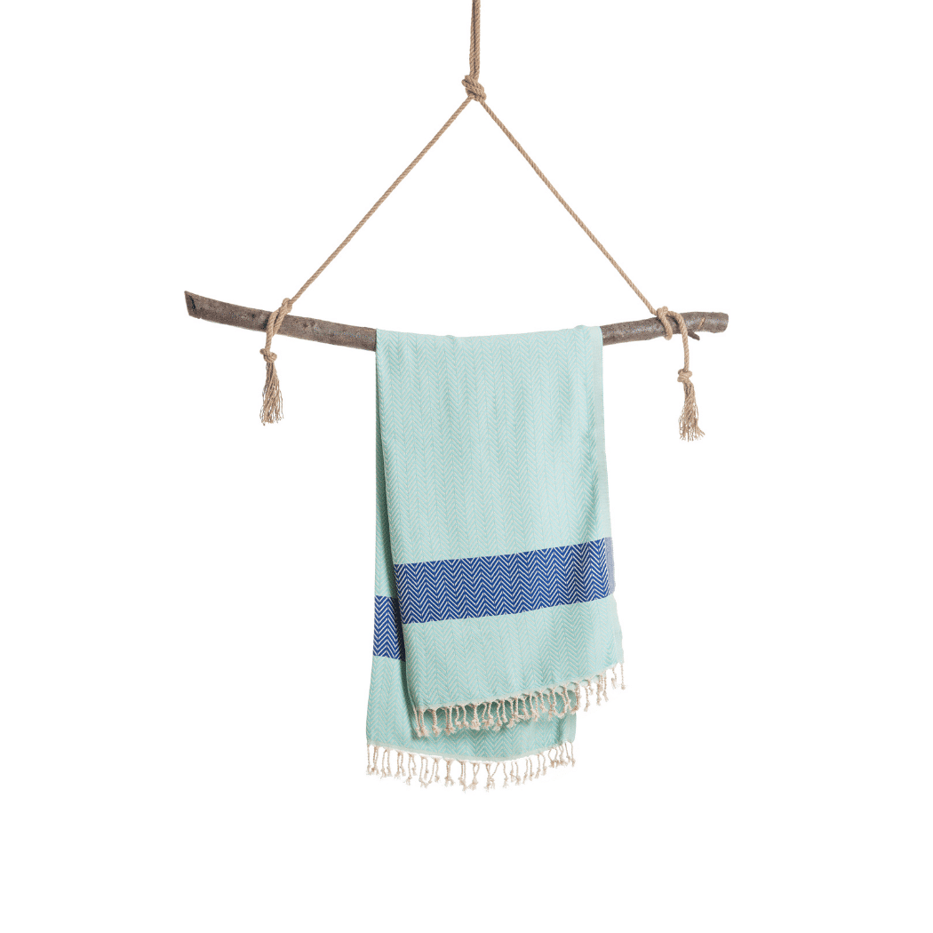 Beach Spa Turkish Hammam Towel Balik Mint/Blue