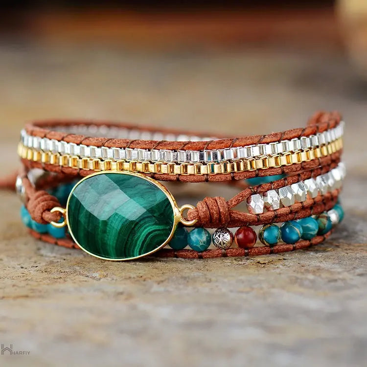 Malachite Stone Statement Bracelet