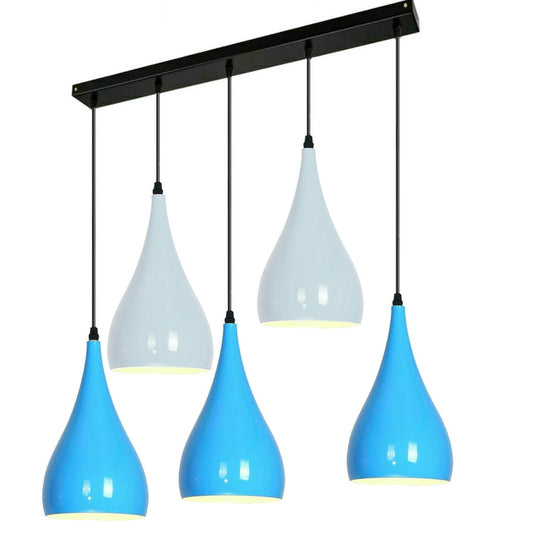 Blue And White Light Pendant Hanging Light Industrial 5 Outlet