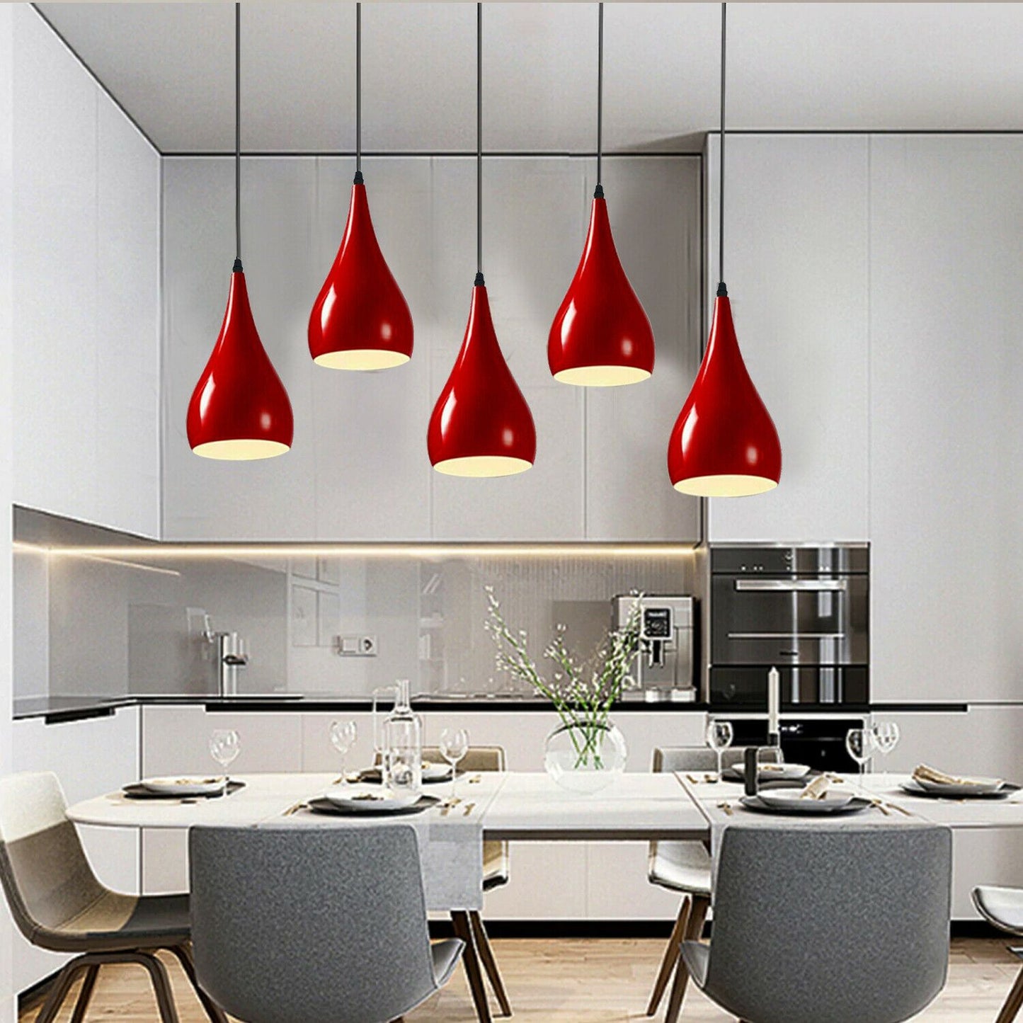 Red 5 Outlet Ceiling Light Fixtures Black Hanging Pendant