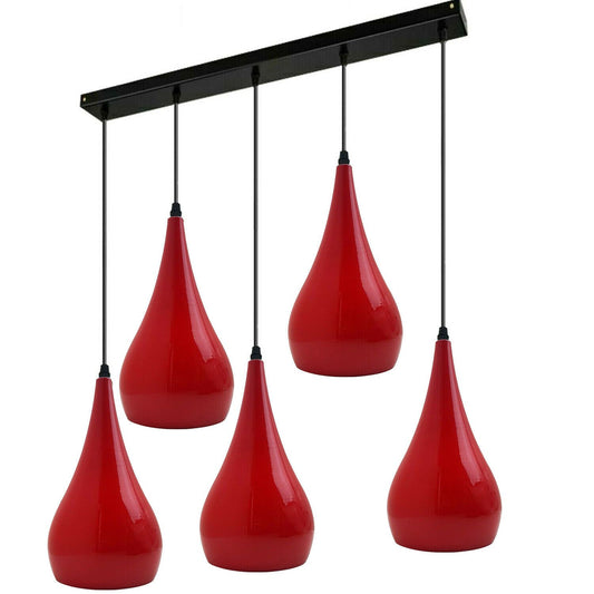 Red 5 Outlet Ceiling Light Fixtures Black Hanging Pendant