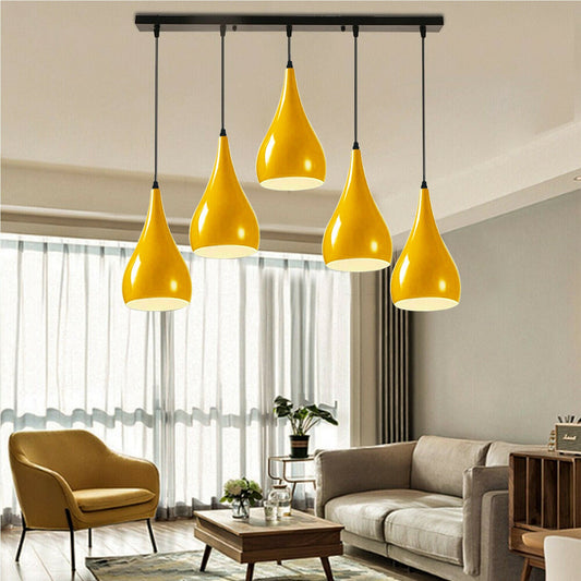 Yellow 5 Outlet Ceiling Light Fixtures Black Hanging Pendant