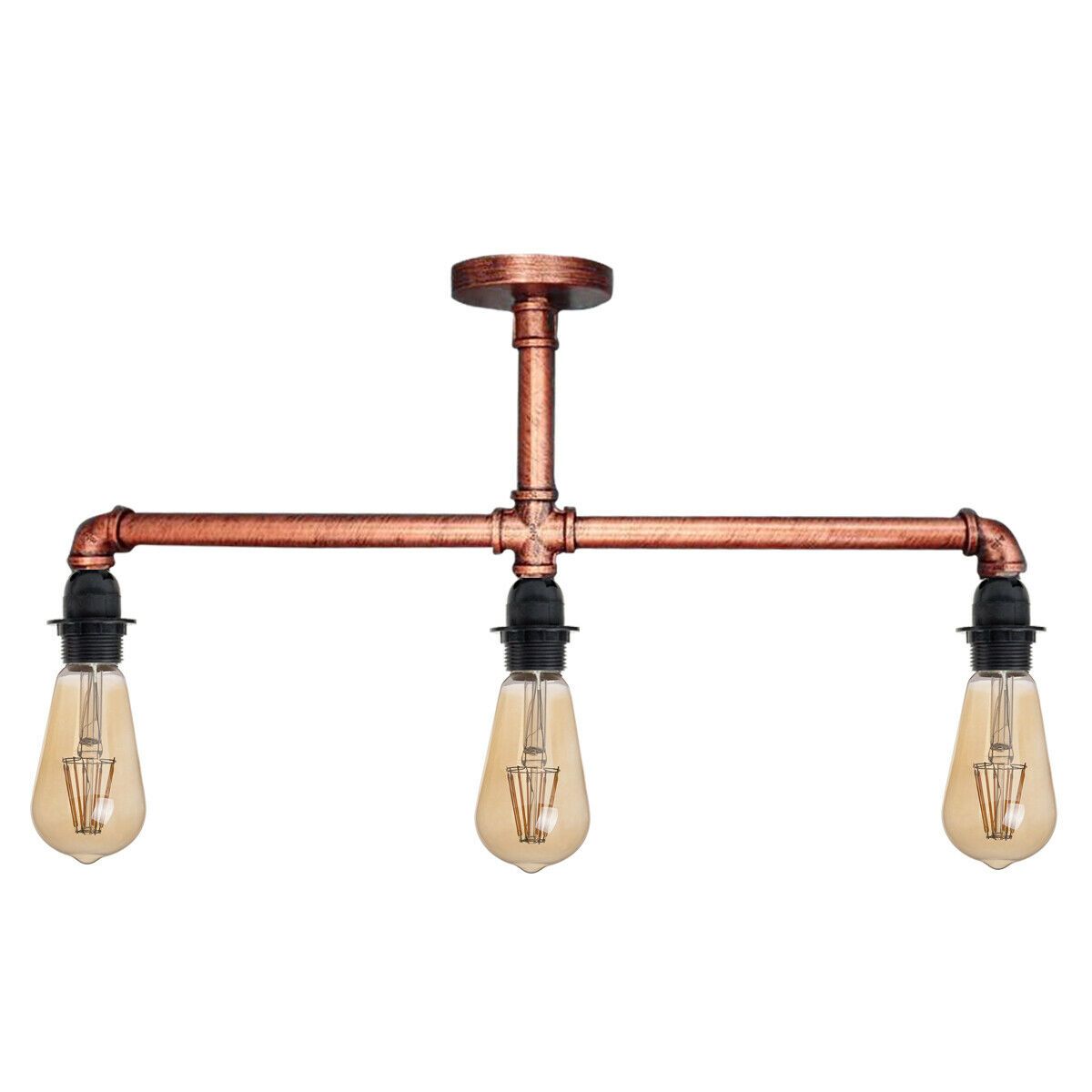 3 Head Vintage Loft Retro Industrial Lights Rust Metal Water Pipe