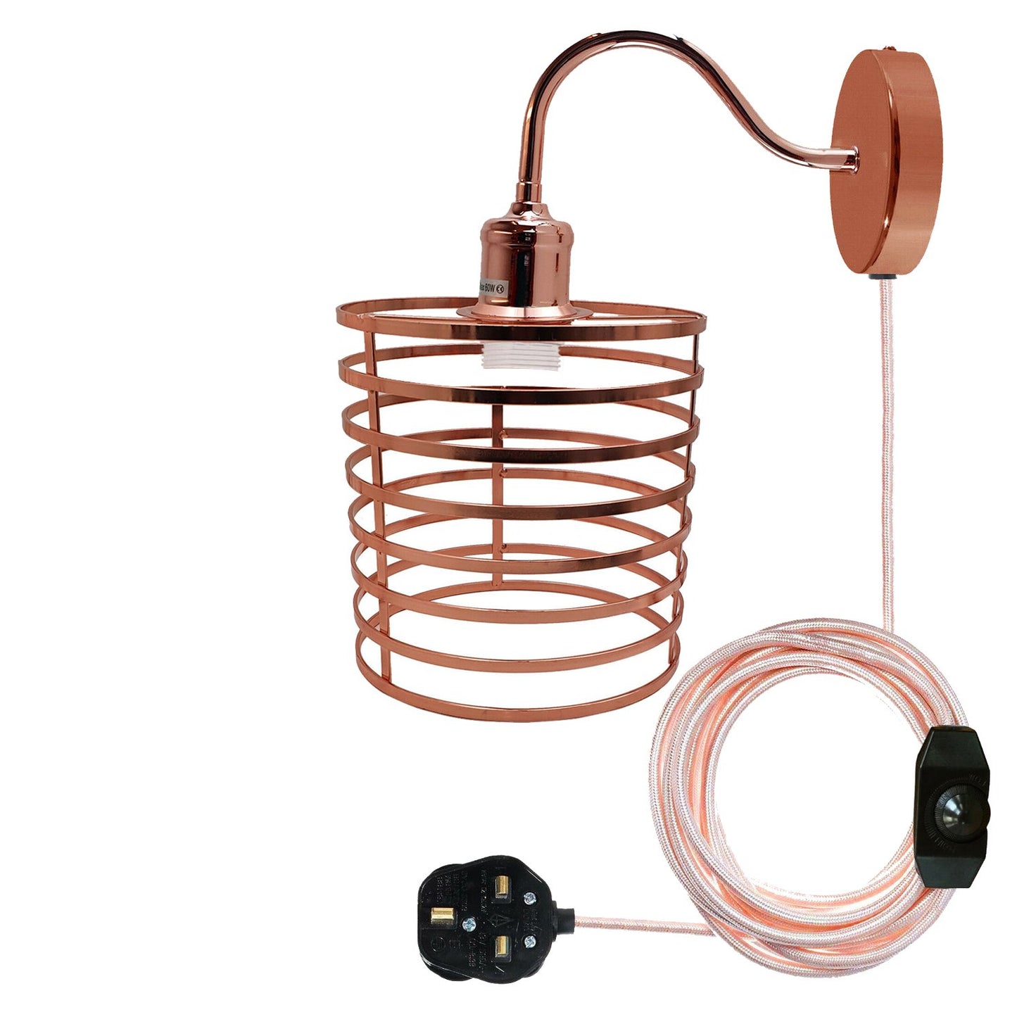 Retro Industrial Wall Sconce Light Plug in Wall Lamp Rose Gold