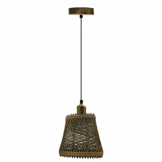 Natural Rattan Wicker Ceiling Pendant Light Lampshade Metal Pendant