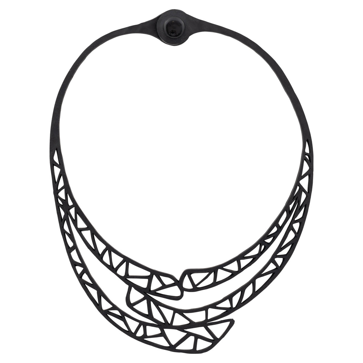 Lea black geometric recycled rubber necklace