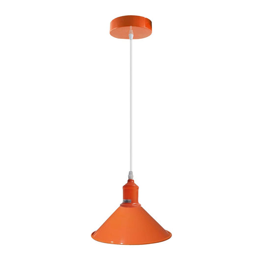 Orange Painted Metal Shade Lighting Vintage Pendant Light