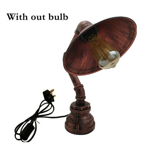 Retro Industrial Steampunk Pipe Bedside Plug in Table Lamp