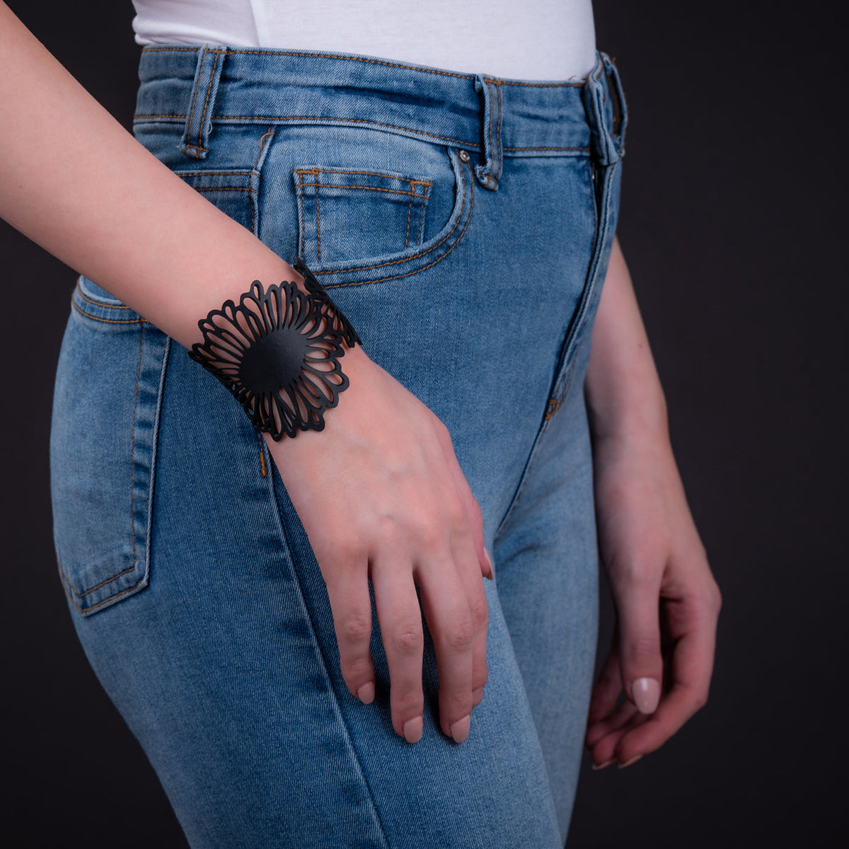 Dandelion Recycled Rubber Flower Cuff product view
