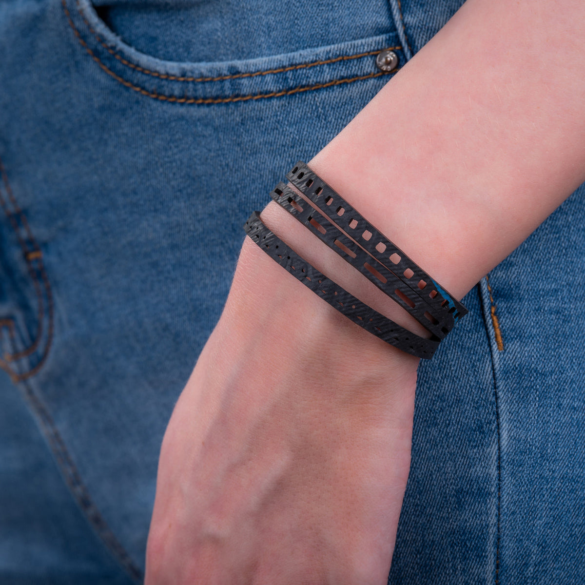 Trio Recycled Rubber Three Band Cuff product view