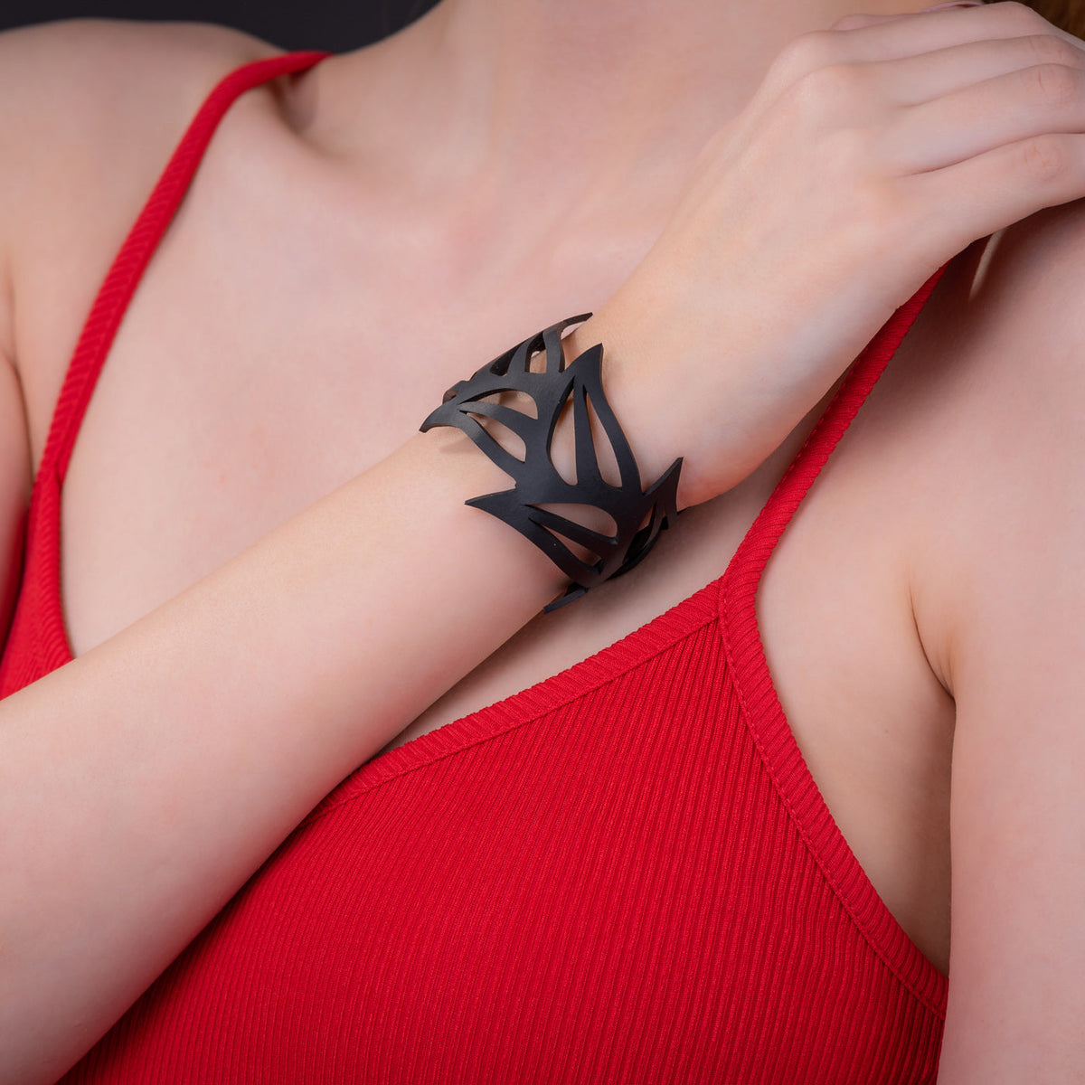 Black Tulip Recycled Rubber Bracelet product view