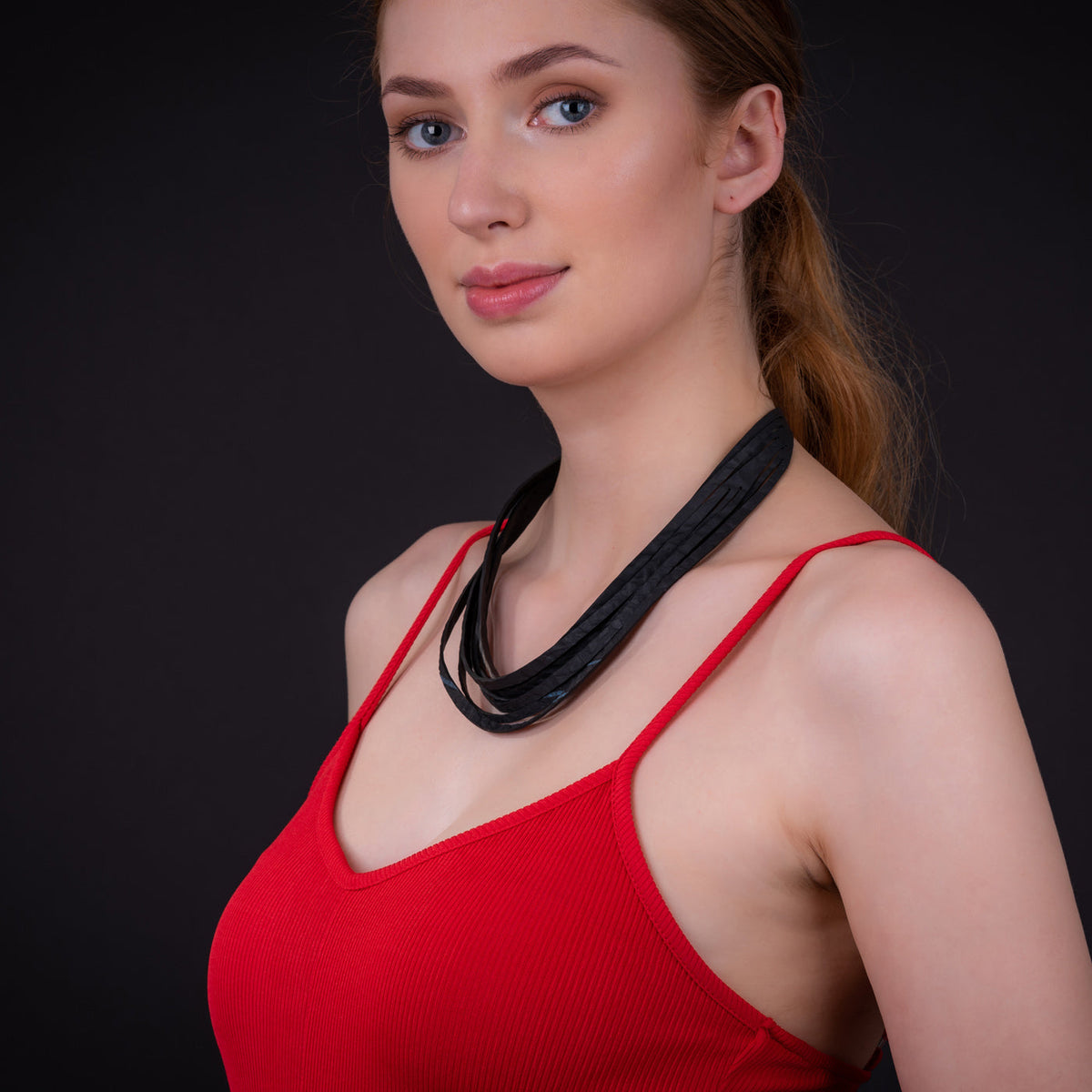 Carter Layered Recycled Rubber Necklace product view
