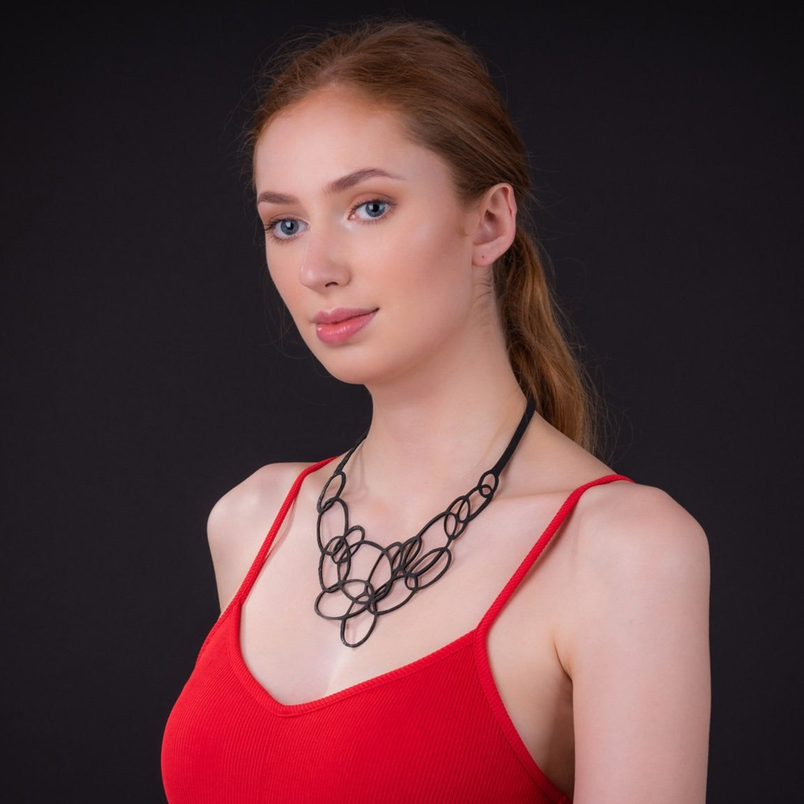 Infinity Recycled Rubber Statement Necklace product view