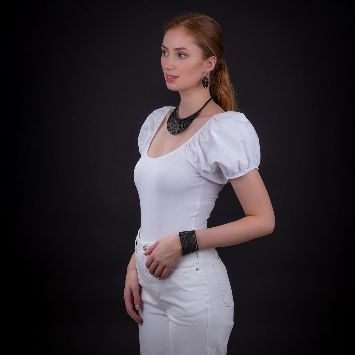 Cipher Recycled Rubber Cutwork Necklace product view