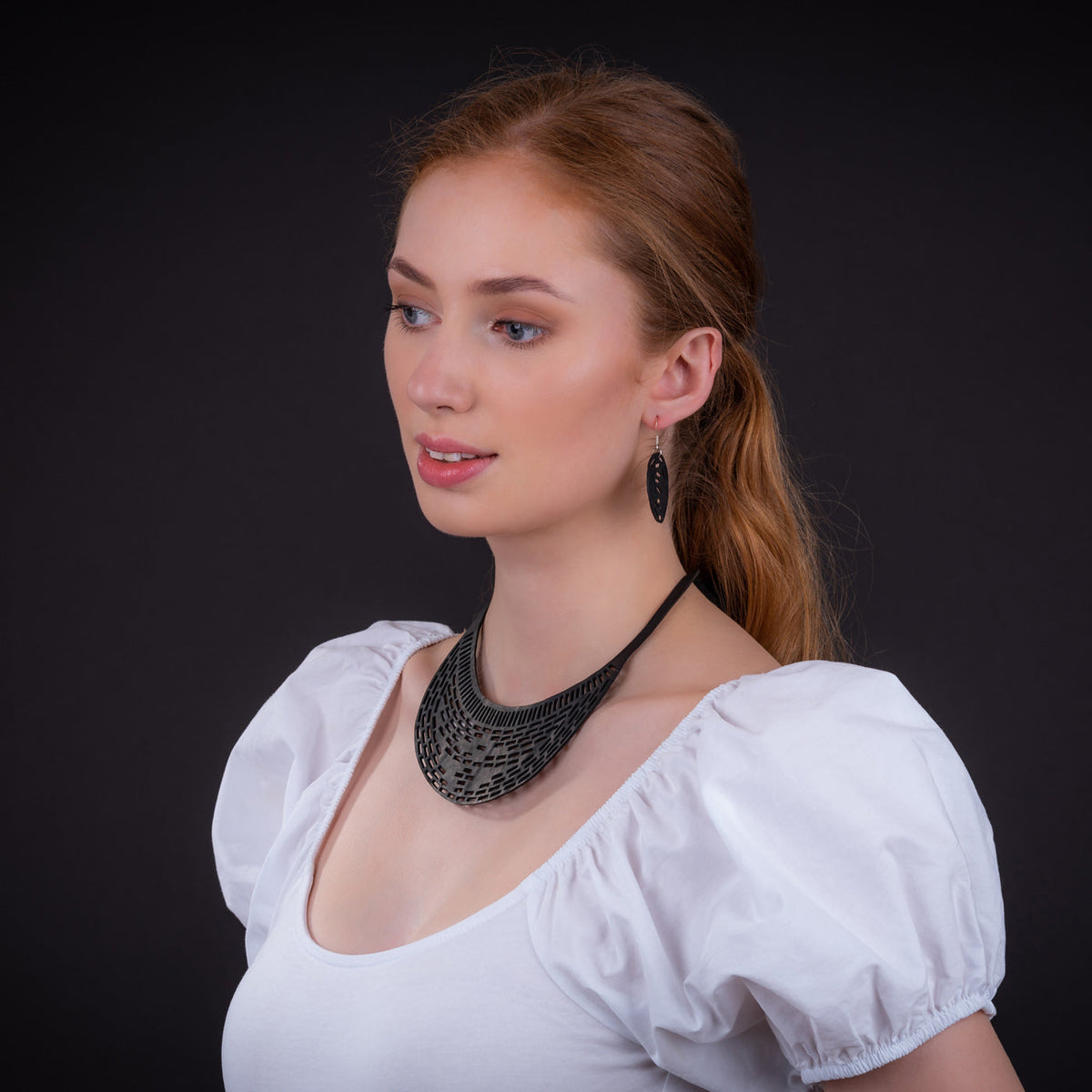 Cipher Circular Recycled Rubber Earrings product view