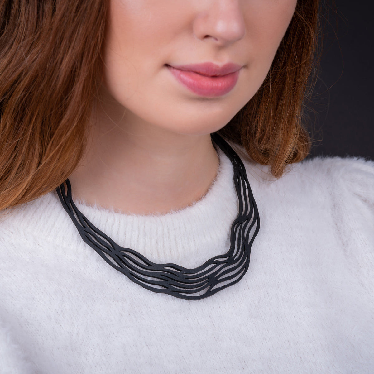 Flow Layered Recycled Rubber Necklace product view