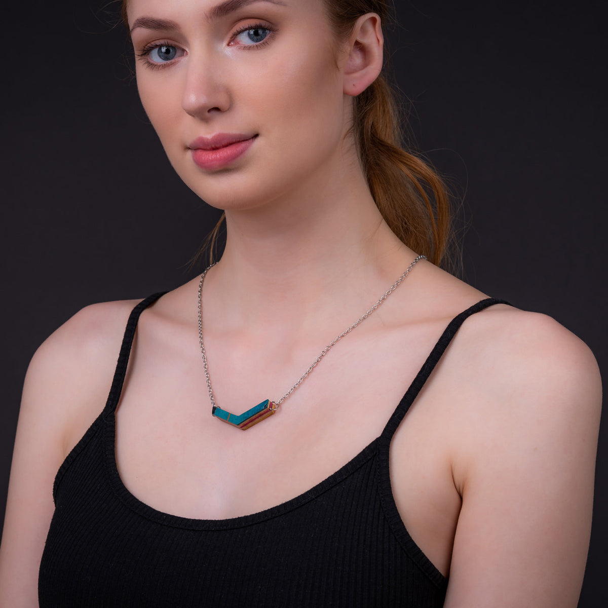 Arrow Recycled Skateboard Necklace product view