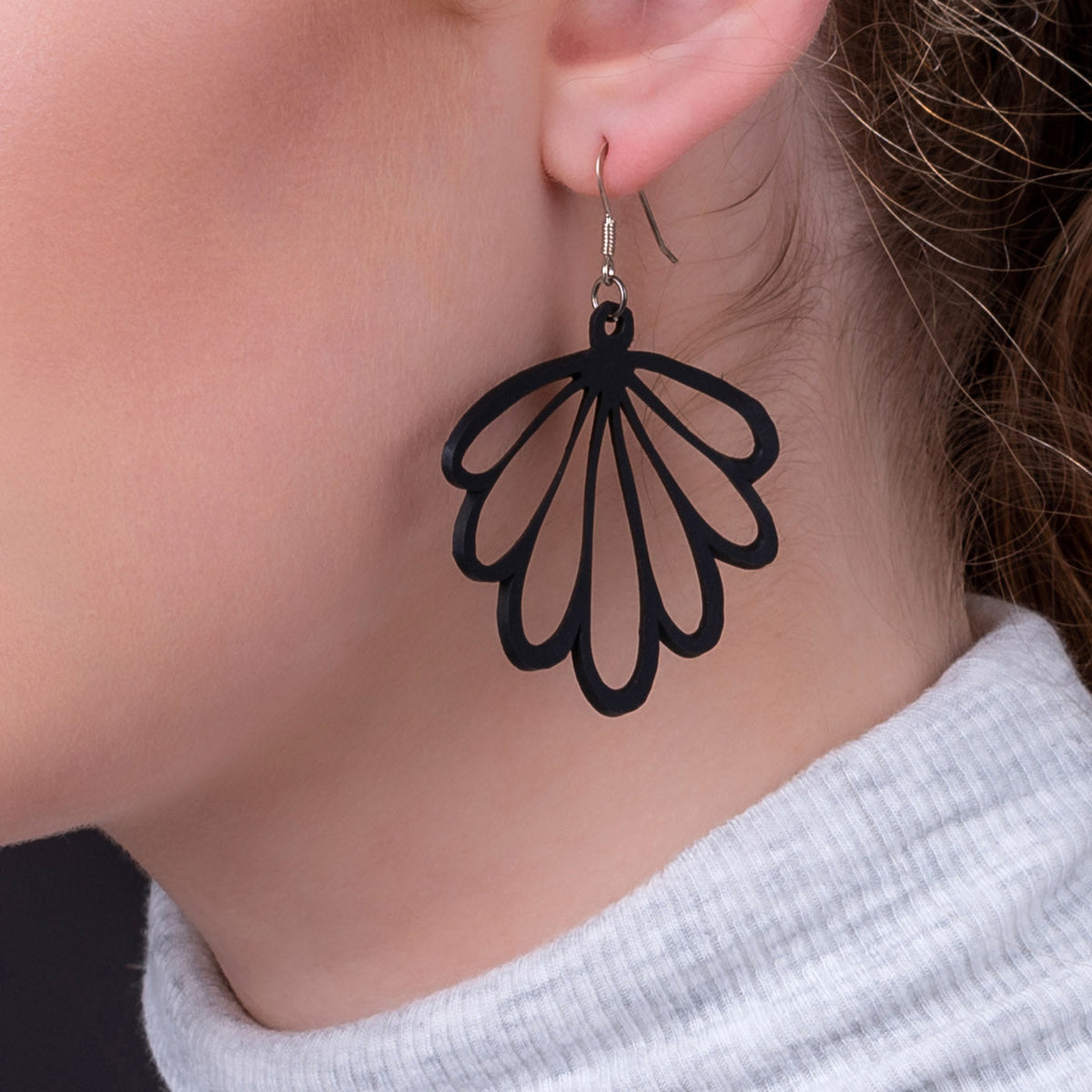 Shell Recycled Rubber Statement Earrings product view