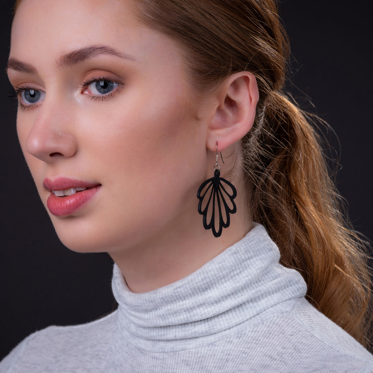 Shell Recycled Rubber Statement Earrings product view
