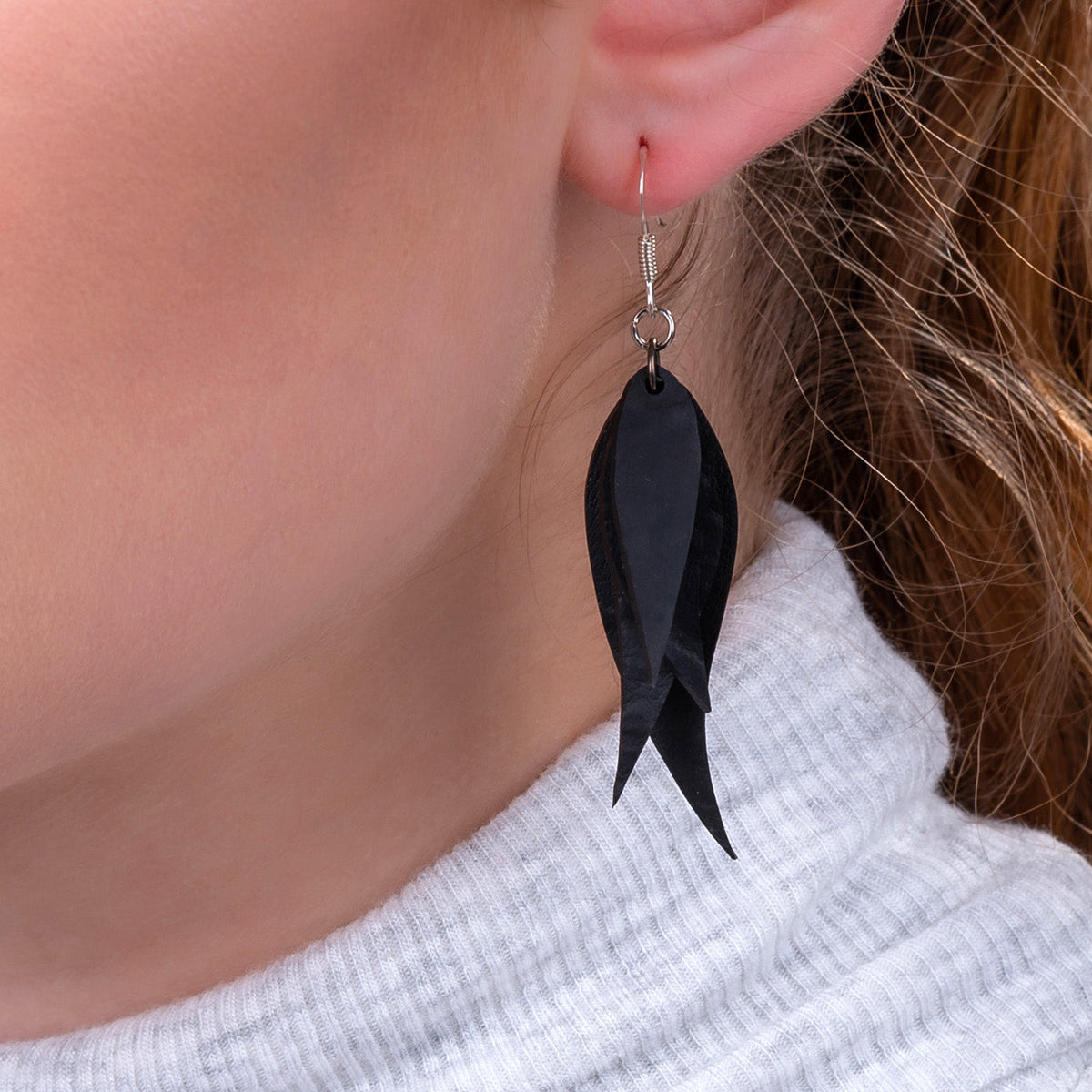 Flake Recycled Rubber Earrings product view