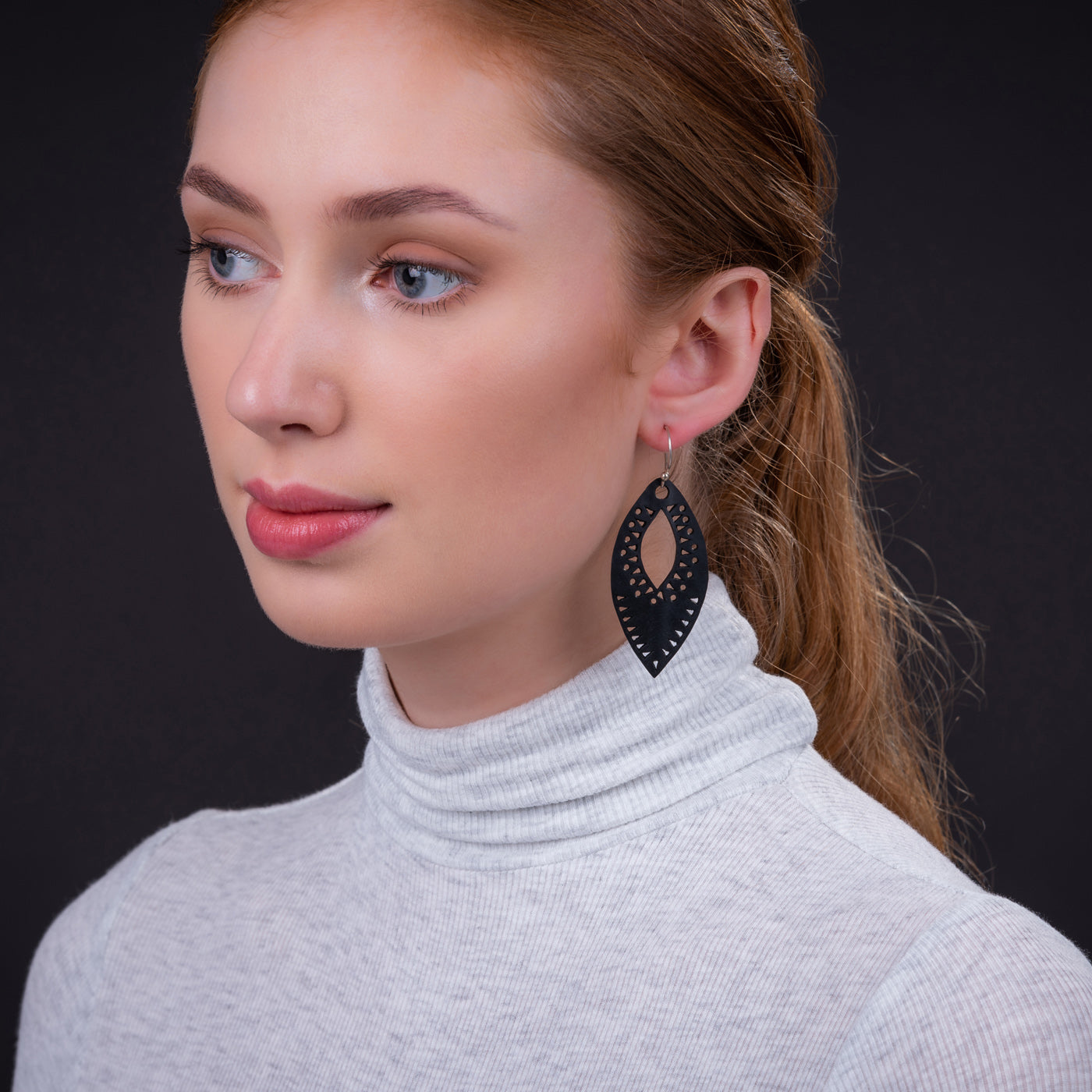 Unique Nouveau Recycled Rubber Earrings