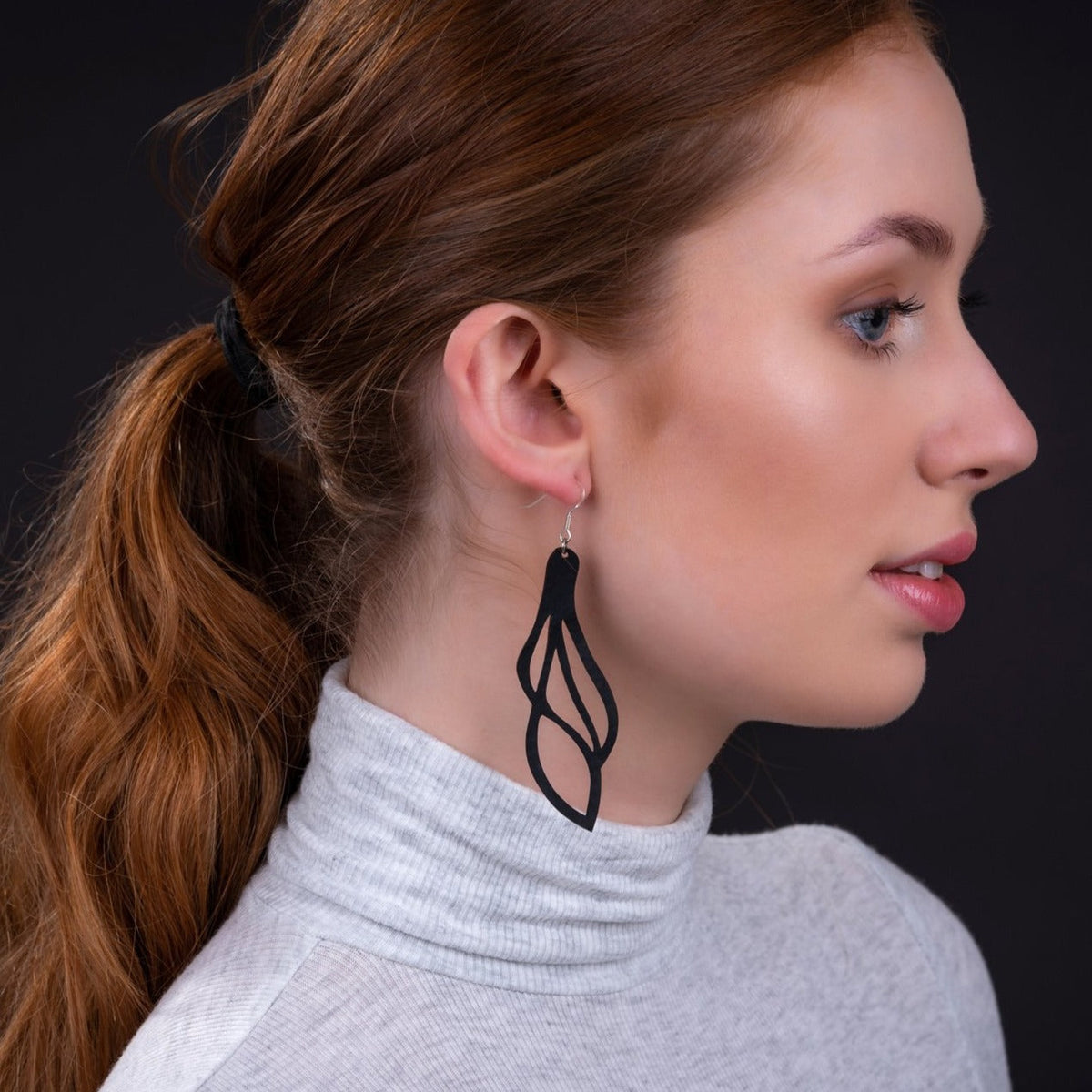 Vine Recycled Rubber Leaf Earrings product view
