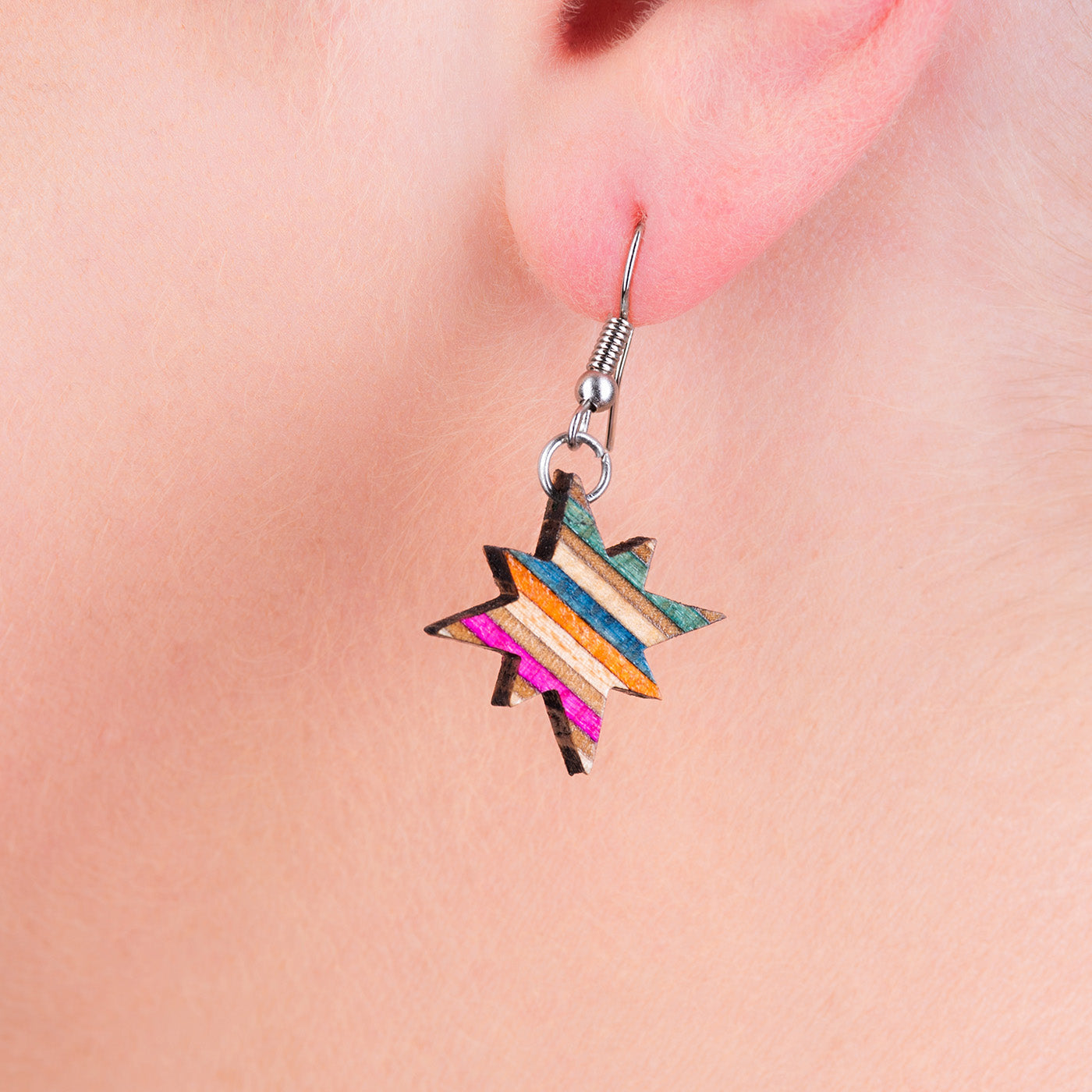 Starry Eyes Recycled Skateboard Earrings