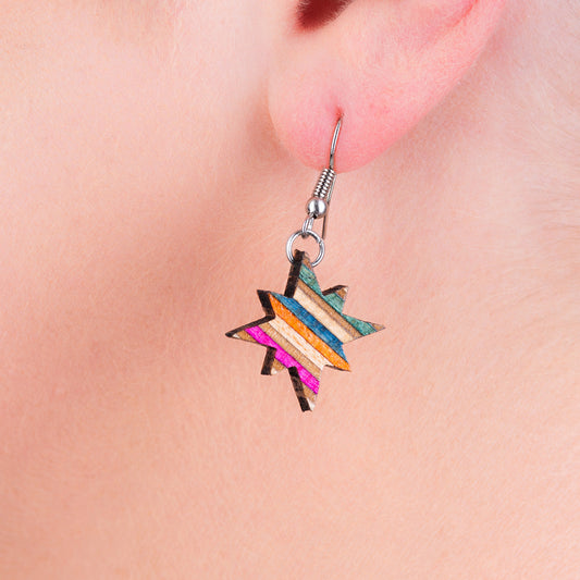 Starry Eyes Recycled Skateboard Earrings