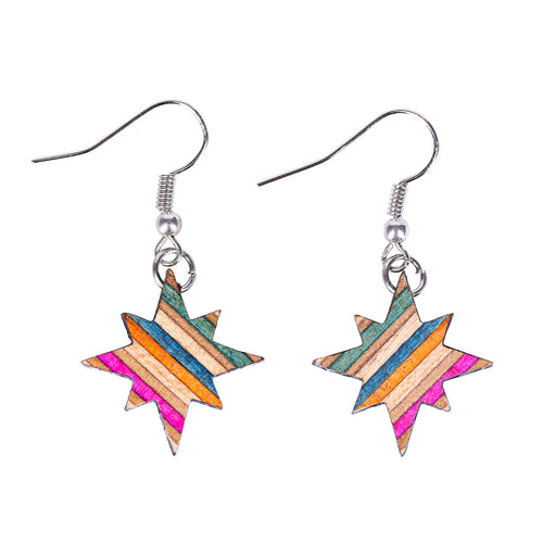 Starry Eyes Recycled Skateboard Earrings